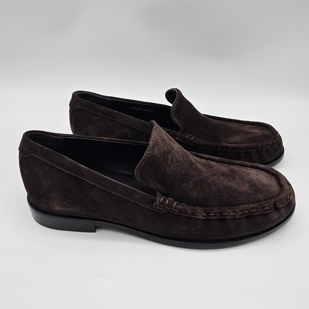 Vince Brown Suede Moc Toe Slip-On Loafers